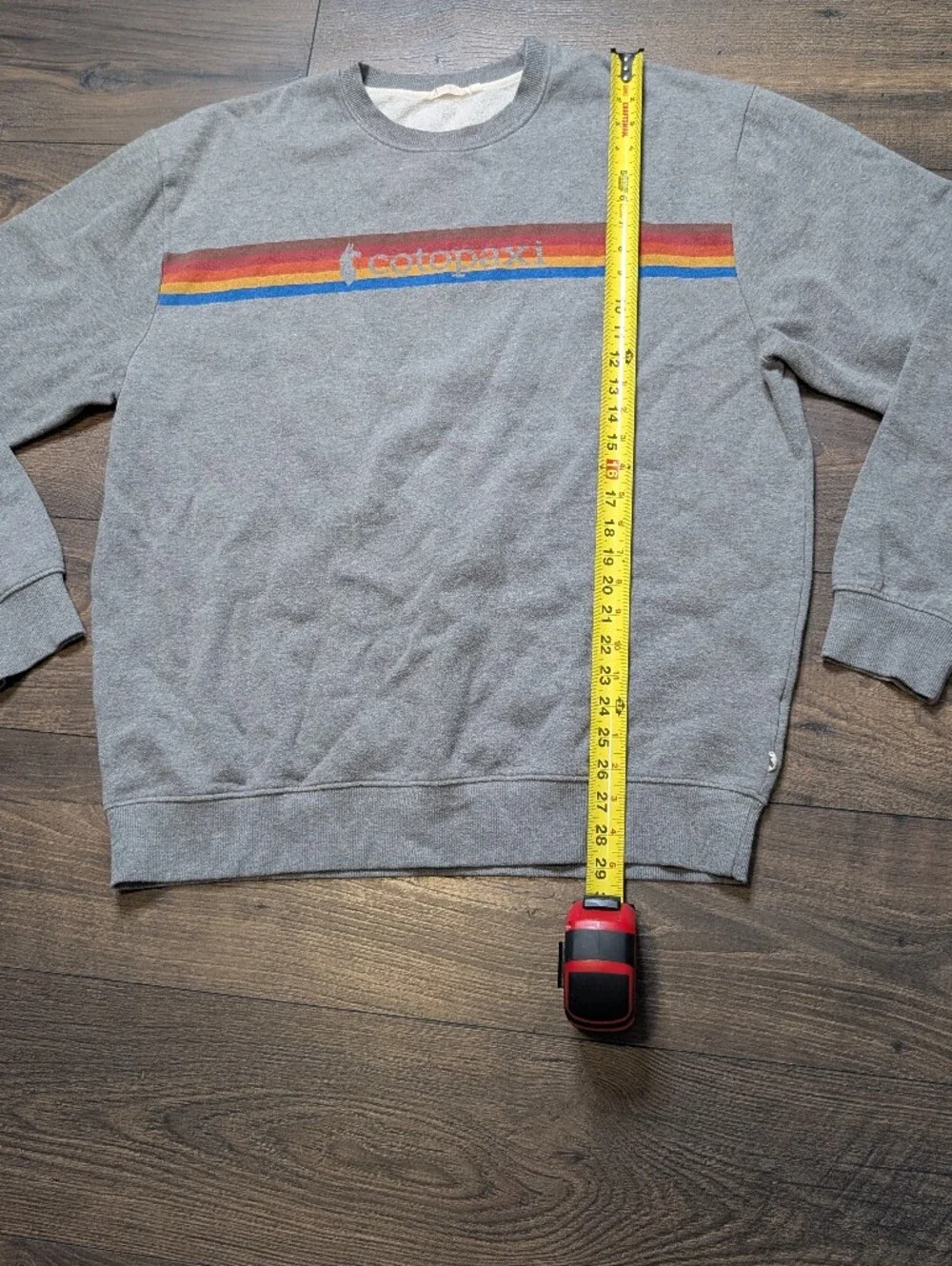 cotopaxi‎ On The Horizan Organi Gray Crewneck Sweatshirt Retro Stripe Size XL